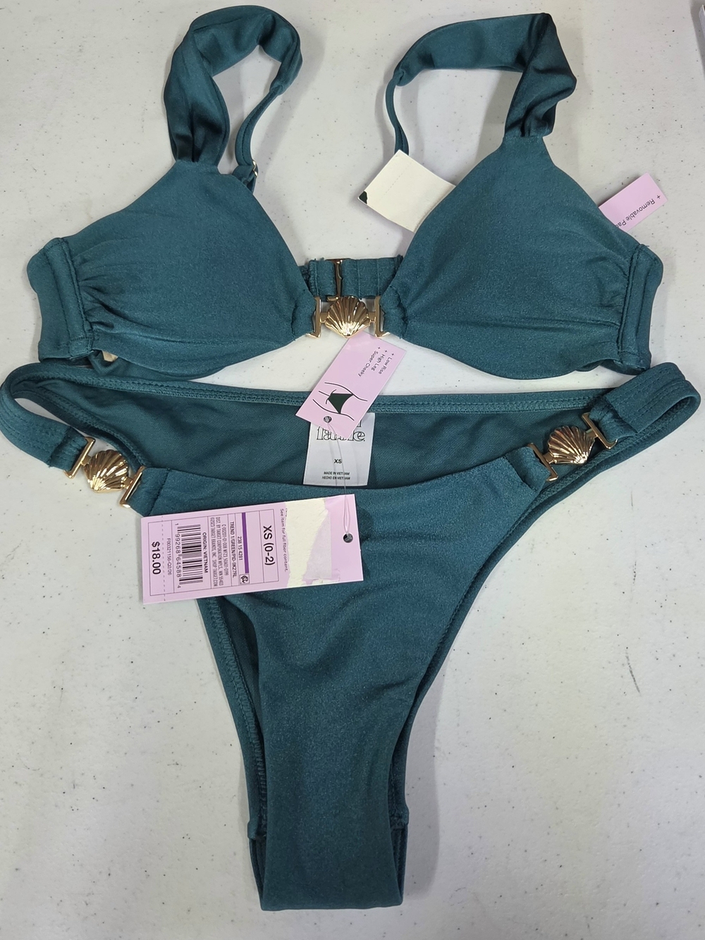 wild fable Teal Bikini Set with Gold Shell Hardware